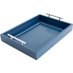 Blue Serving Tray Coffee Table Decorative Tray with Handles for Home Kitchen